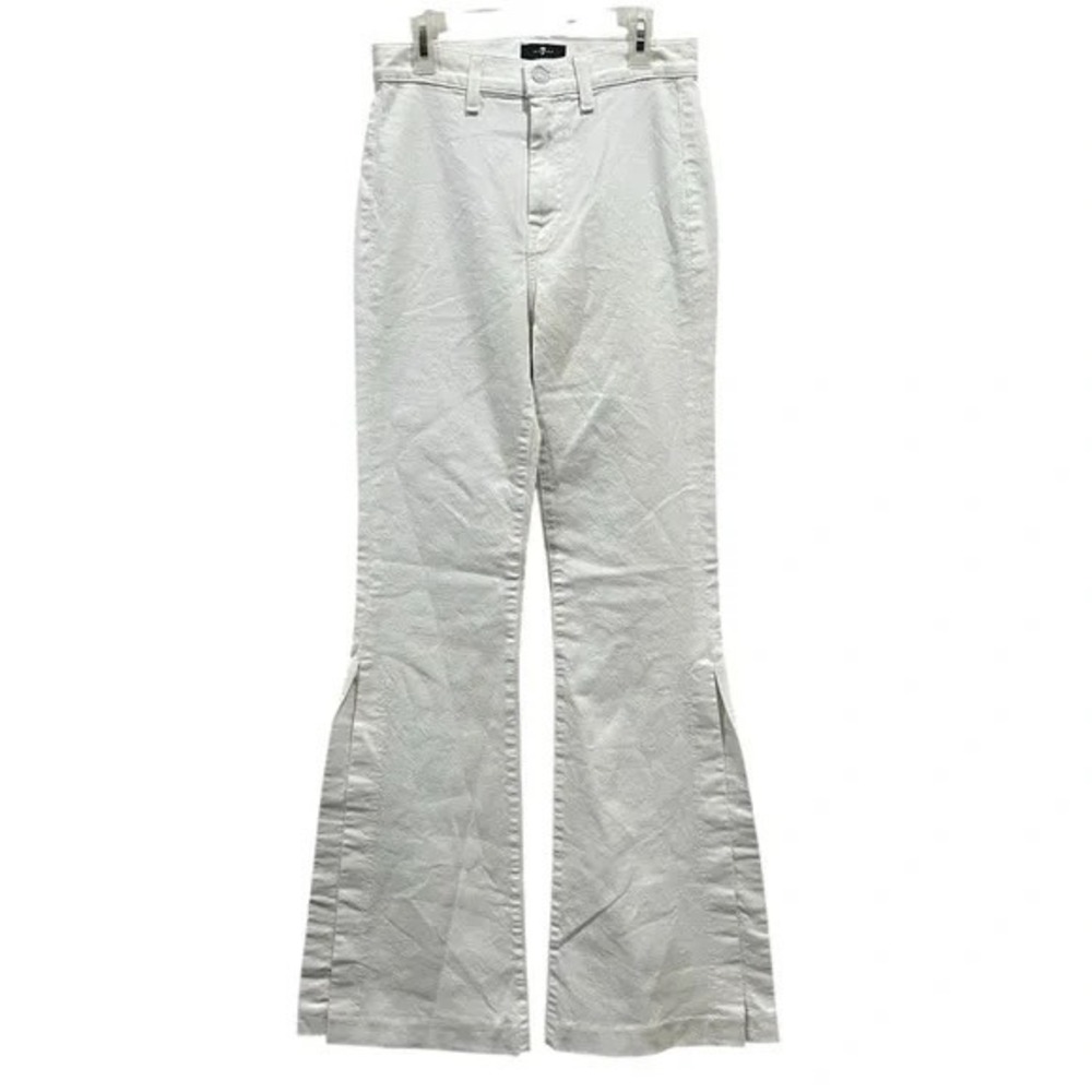 7 For All Mankind Womens High Rise Side Slit Flare Jeans‎ White Bell Bottoms
